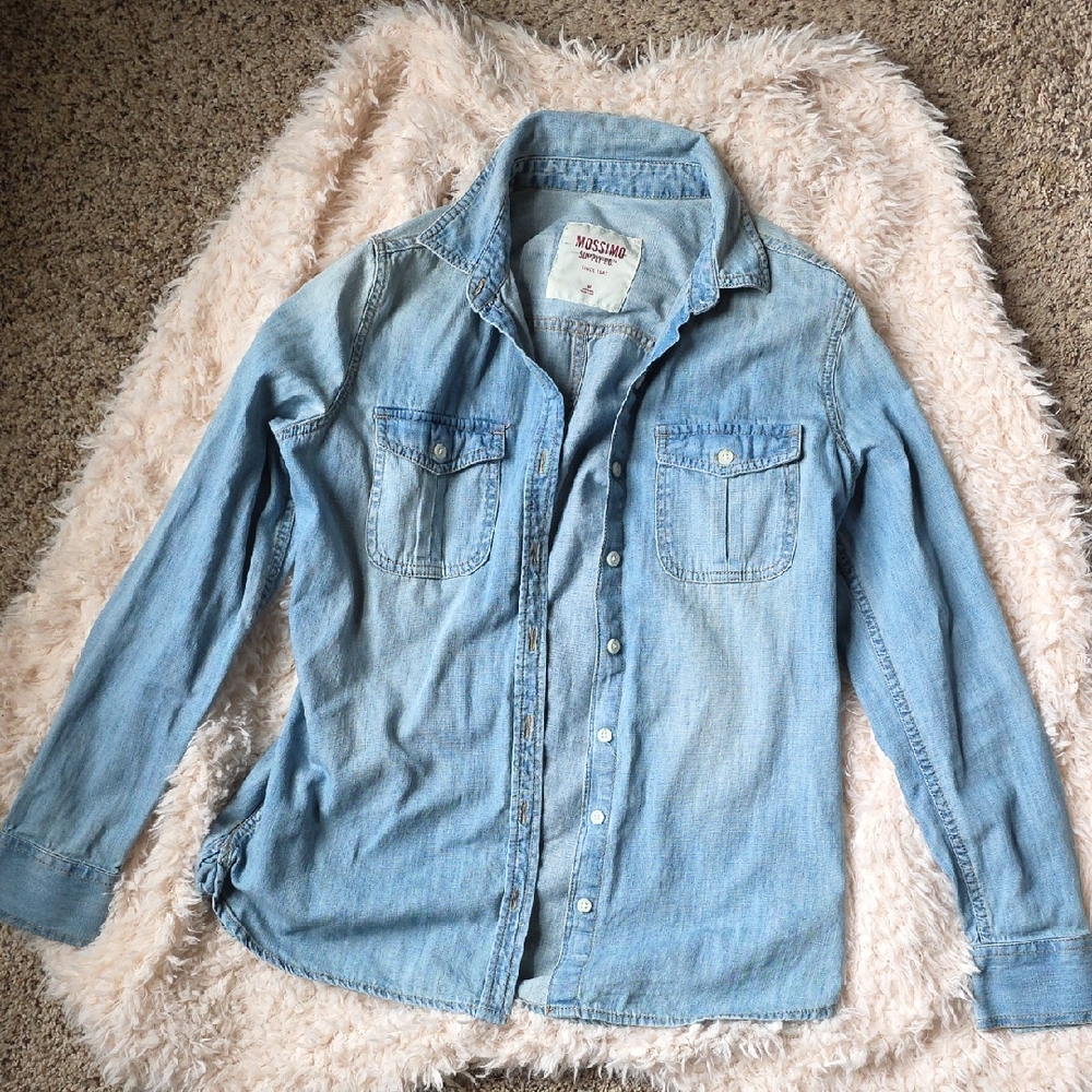 Mossimo Light Blue Denim Button-Down Shirt